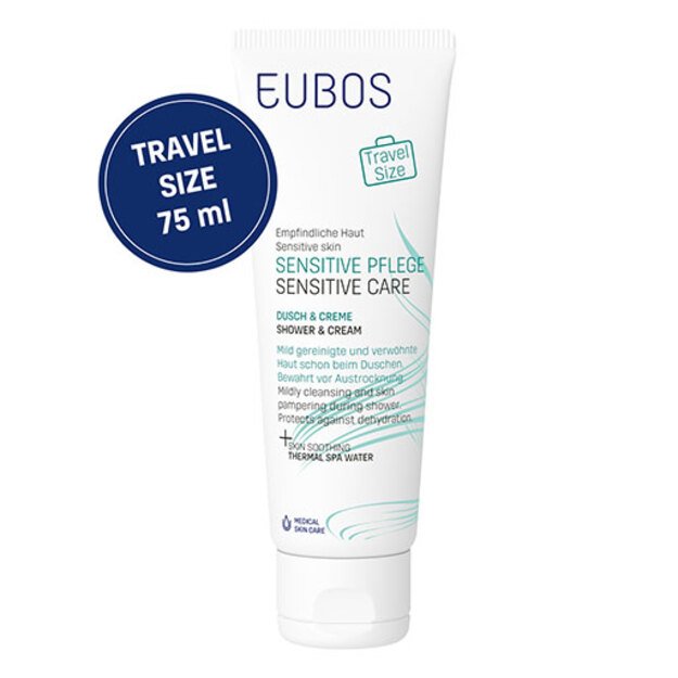 EUBOS Shower & Cream dušo kremas sausai odai, 75 ml (travel size)