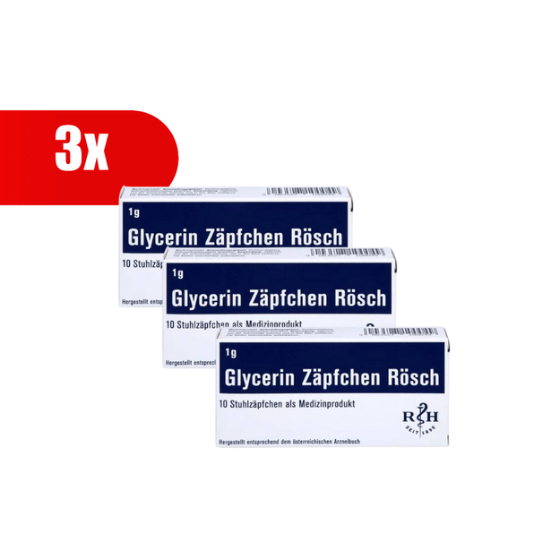3 VNT. RÖSCH glicerino žvakutės, 1 g, 10 žvakučių