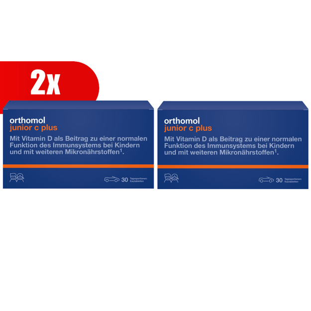 2 VNT. ORTHOMOL Junior C plus miško uogų skonio (30 dienos dozių)