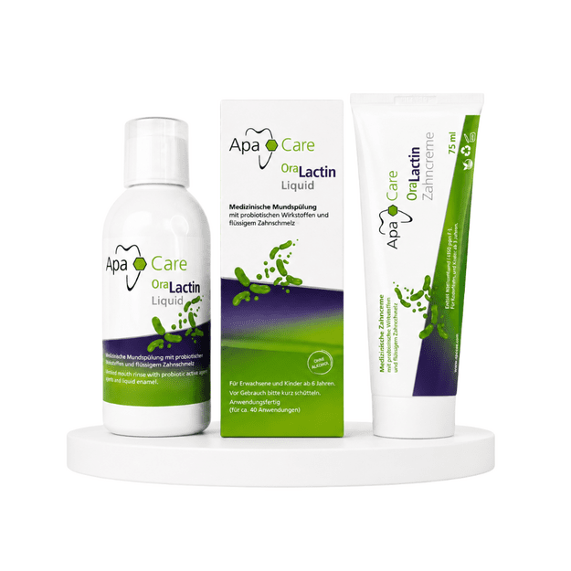 APACARE OraLactin burnos priežiūros rinkinys – dantų pasta 75 ml + burnos skalavimo skystis 200 ml
