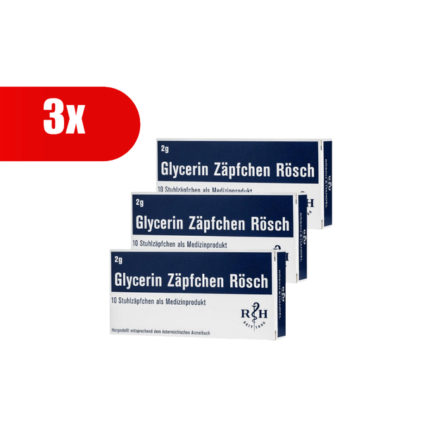 3 VNT. RÖSCH glicerino žvakutės, 2 g, 10 žvakučių