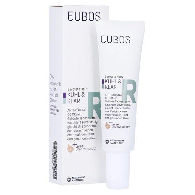 EUBOS Kuhl & Klar veido raudonį mažinantis CC kremas su SPF50, 30 ml