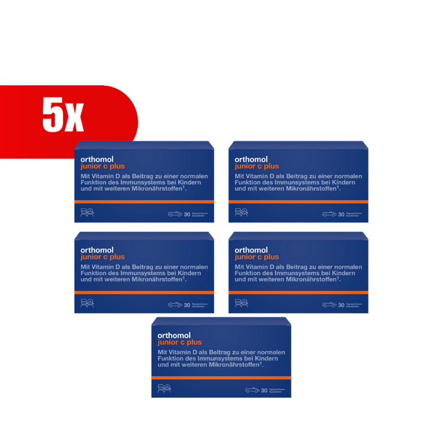 5 VNT. ORTHOMOL Junior C plus miško uogų skonio (30 dienos dozių)